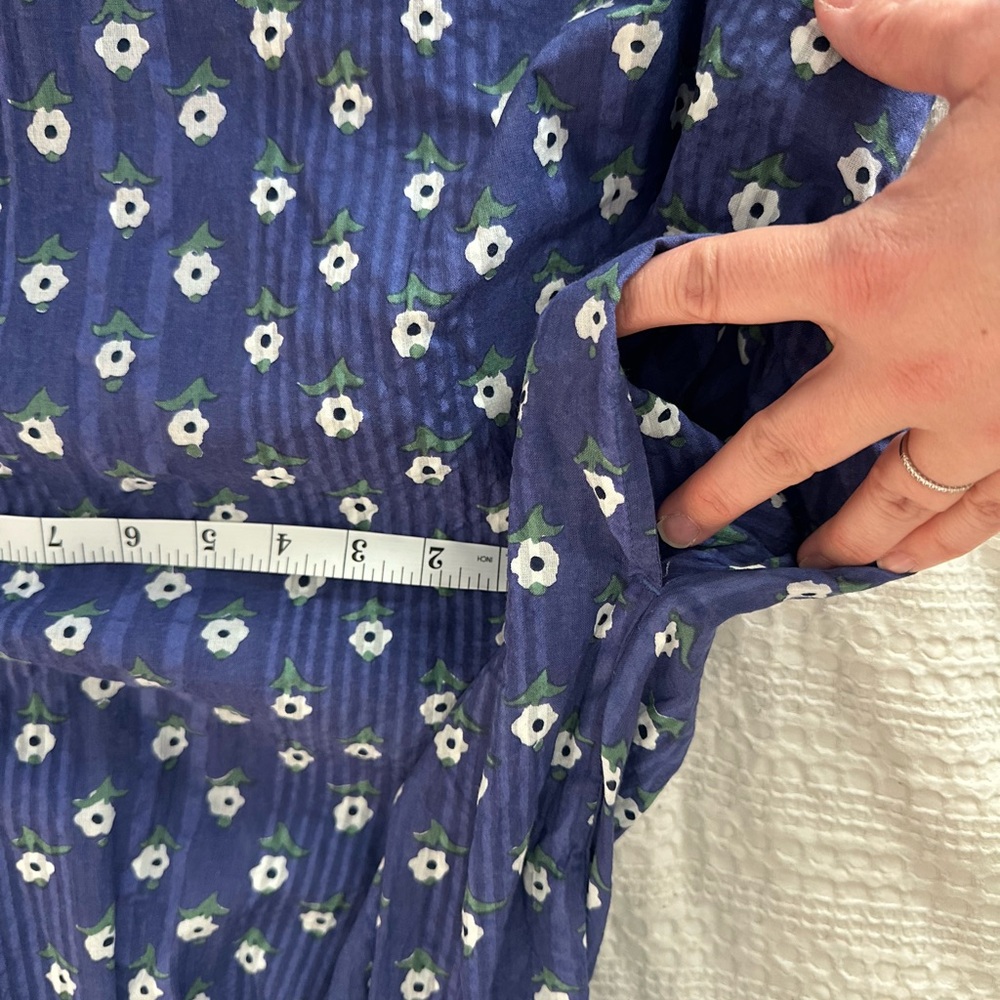 OPHELIA & INDIGO Women's Rosie Sleeve Edges Dress Blue Cotton Medium M - Picture 8 of 9